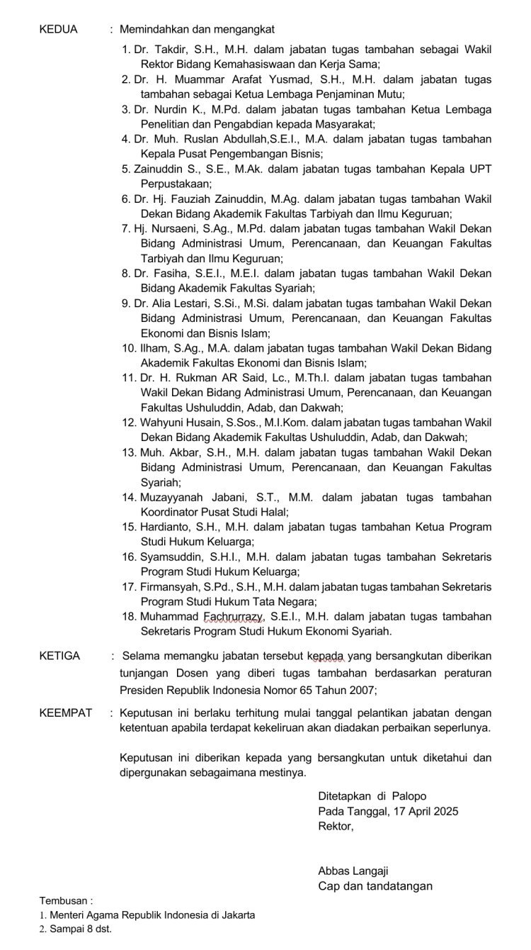 Semangat Baru, Harapan Baru: IAIN Palopo Lantik Pejabat Baru untuk Perkuat Kinerja Lembaga