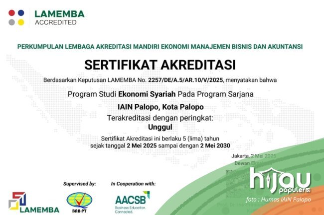 Satu Lagi Prodi di IAIN Palopo Raih Akreditasi Unggul, Berikut Detilnya