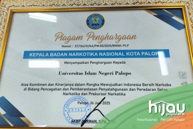 UIN Palopo Terima Penghargaan di Momen Hari Anti Narkotika Internasional 2025