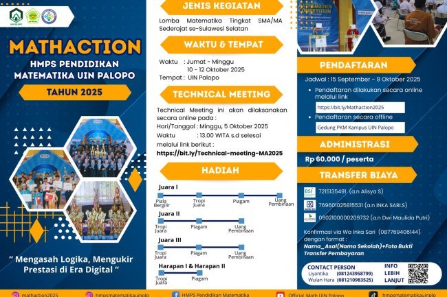 Mathaction 2025, Ajang Bergengsi di UIN Palopo bagi Pelajar Sulsel