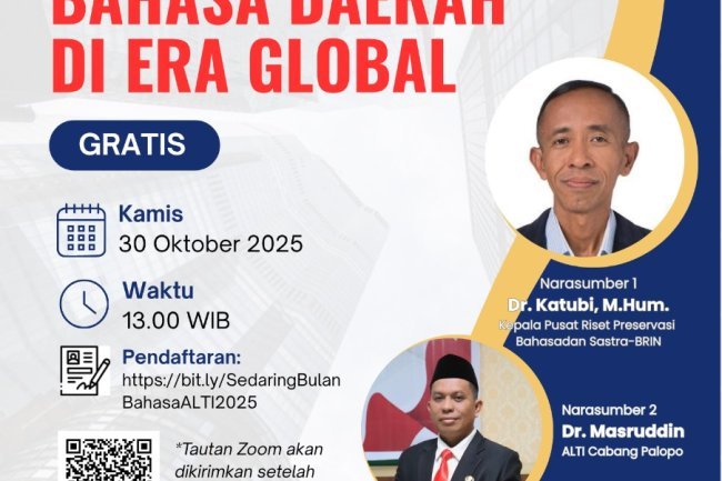 Wakil Rektor UIN Palopo Bahas Revitalisasi Bahasa Wotu di Webinar ALTI 2025