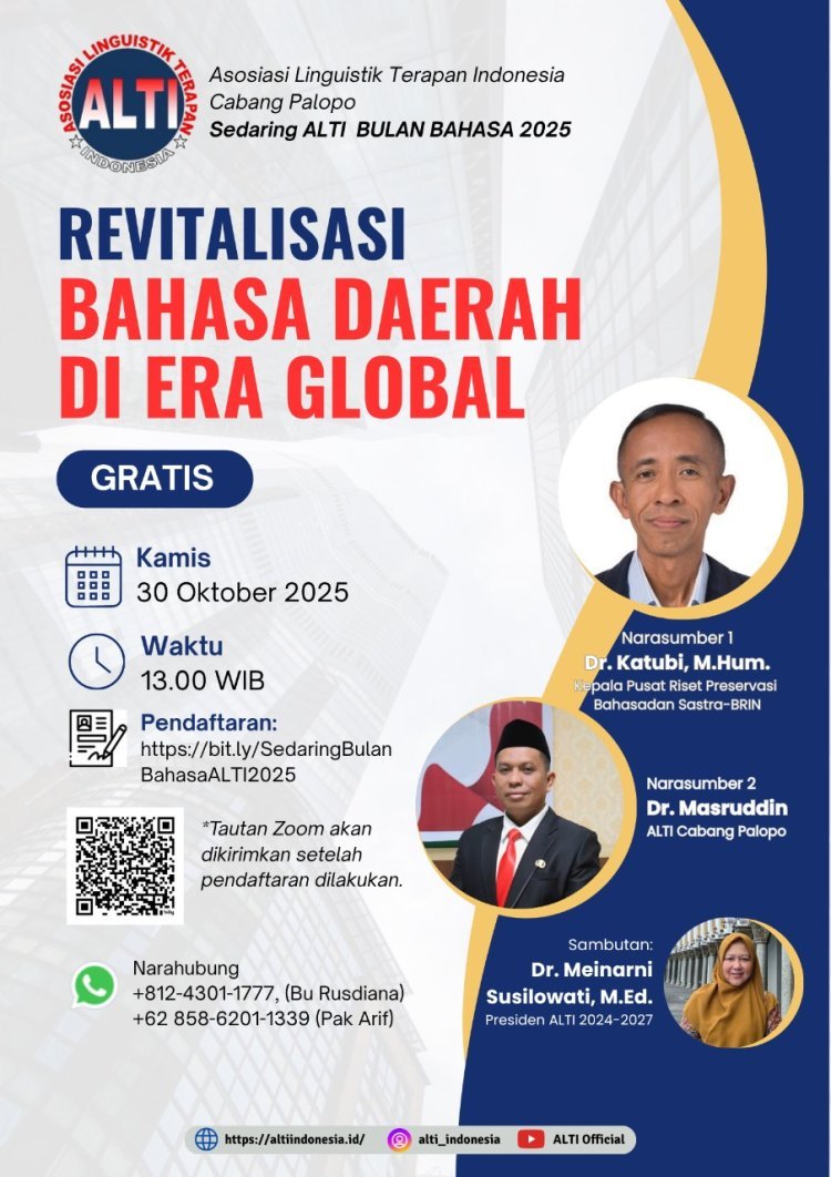 Wakil Rektor UIN Palopo Bahas Revitalisasi Bahasa Wotu di Webinar ALTI 2025