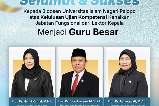 Tiga Dosen Lulus Uji Kompetensi, Jumlah Guru Besar UIN Palopo Capai 12 Orang