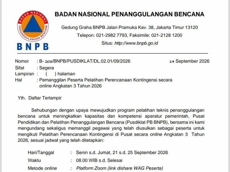 Faisal Tahadju Lolos Seleksi Nasional, Wakili BPBD Morowali Utara di Diklat BNPB